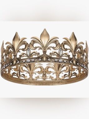 NWT SweetV King Birthday Fleur-de-Lis  Gold Crown for Men or Medieval Cosplay